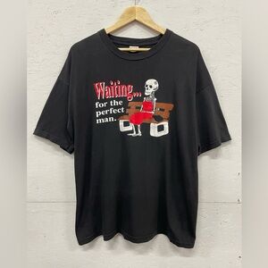 Vintage 80s Skull “Waiting…for the Perfect Man" American Screens Tee, Size L